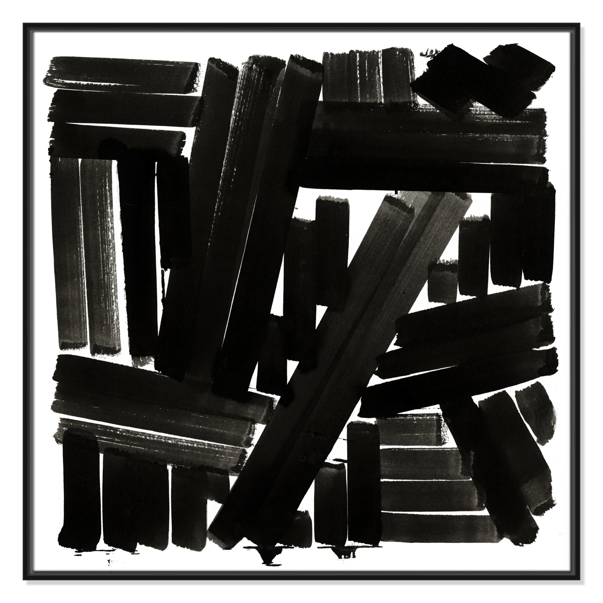 Shape of Song I by Cartissi - Floater Frame Painting on Canvas, 37.5" H x 37.5" W x 2" D, Black Framed