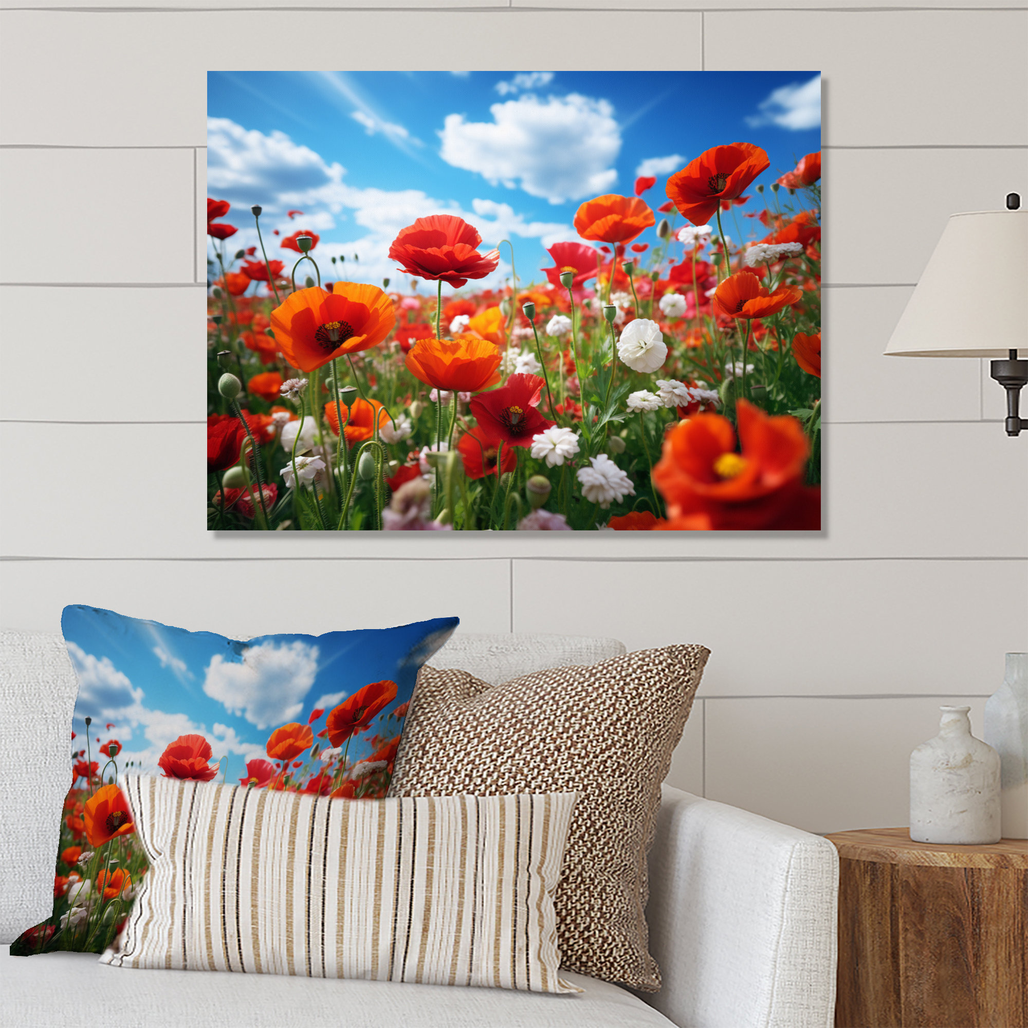 Winston Porter Red Blue Flowers Dancing Poppies II Floral Metal Wall