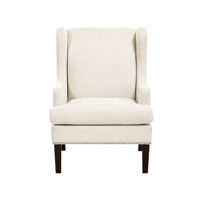 Fauteuil d'appoint de salon, siège beige, coussin en mousse, coussin de siège rembourré beige à dossier clouté, garniture, sièges modernes