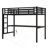 Metal Twin XL Size Loft Bed  With Power Outlet And LED Lighted, Space-Saving, Noise Reduced, Black-1412748157