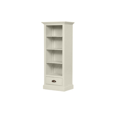 Coastal Solid Wood Bookcase with lower drawer