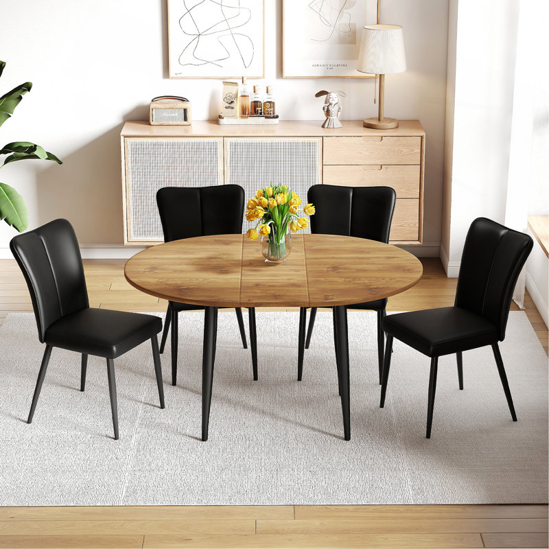 Ensemble de table de salle à manger extensible MDF en bois de style moderne pour des rassemblements polyvalents