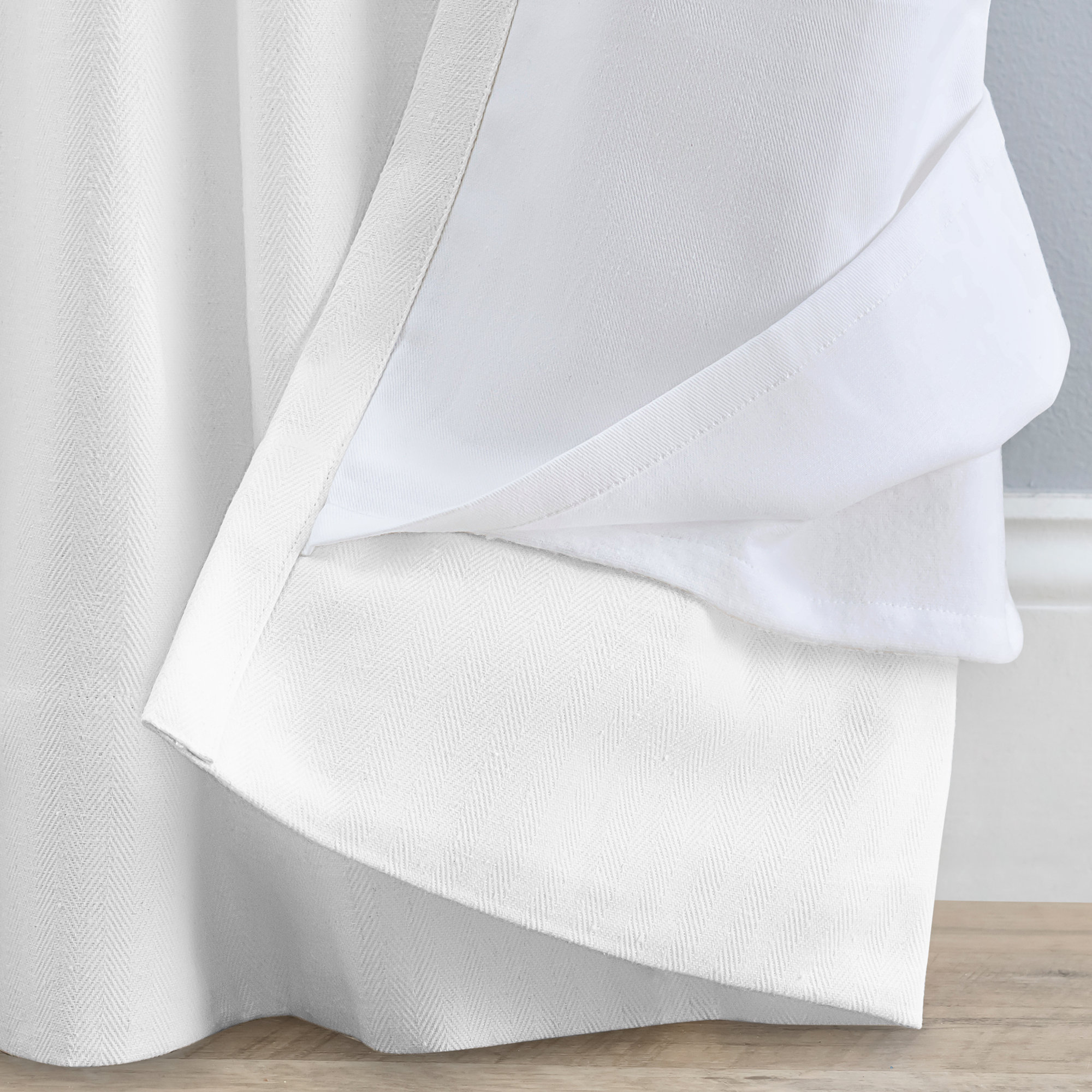 LeeRoy 100% Sustainable Cotton Blend Chevron Texture Room Darkening Thermal Triple-Lined Rod Pocket Panel, 48" W x 63" L