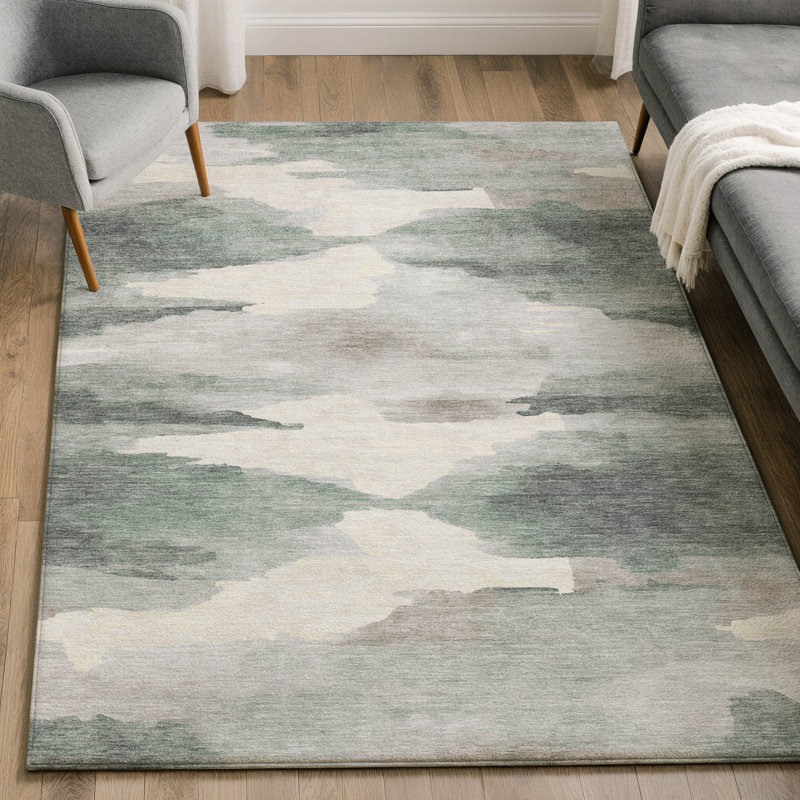 Tapis tourbillon AMF2259 de qualité supérieure lavable à la machine, Sauge, 2 pi 6 po x 3 pi 10 po