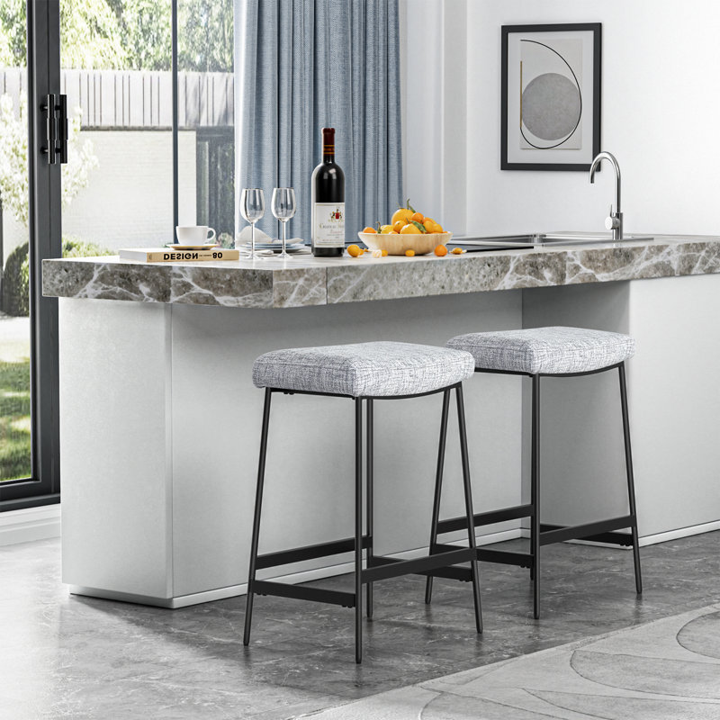 Jillie 27.2" Counter Stool with Saddle Seat Modern Backless Barstool Upholstered Cafe Chair