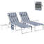 Chaise longue de piscine pliante avec trou pour le visage et table d'appoint, ensemble de 2 chaises de bronzage