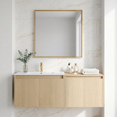 Meuble-lavabo simple 54 po avec lavabo en céramique et conception sans poignée