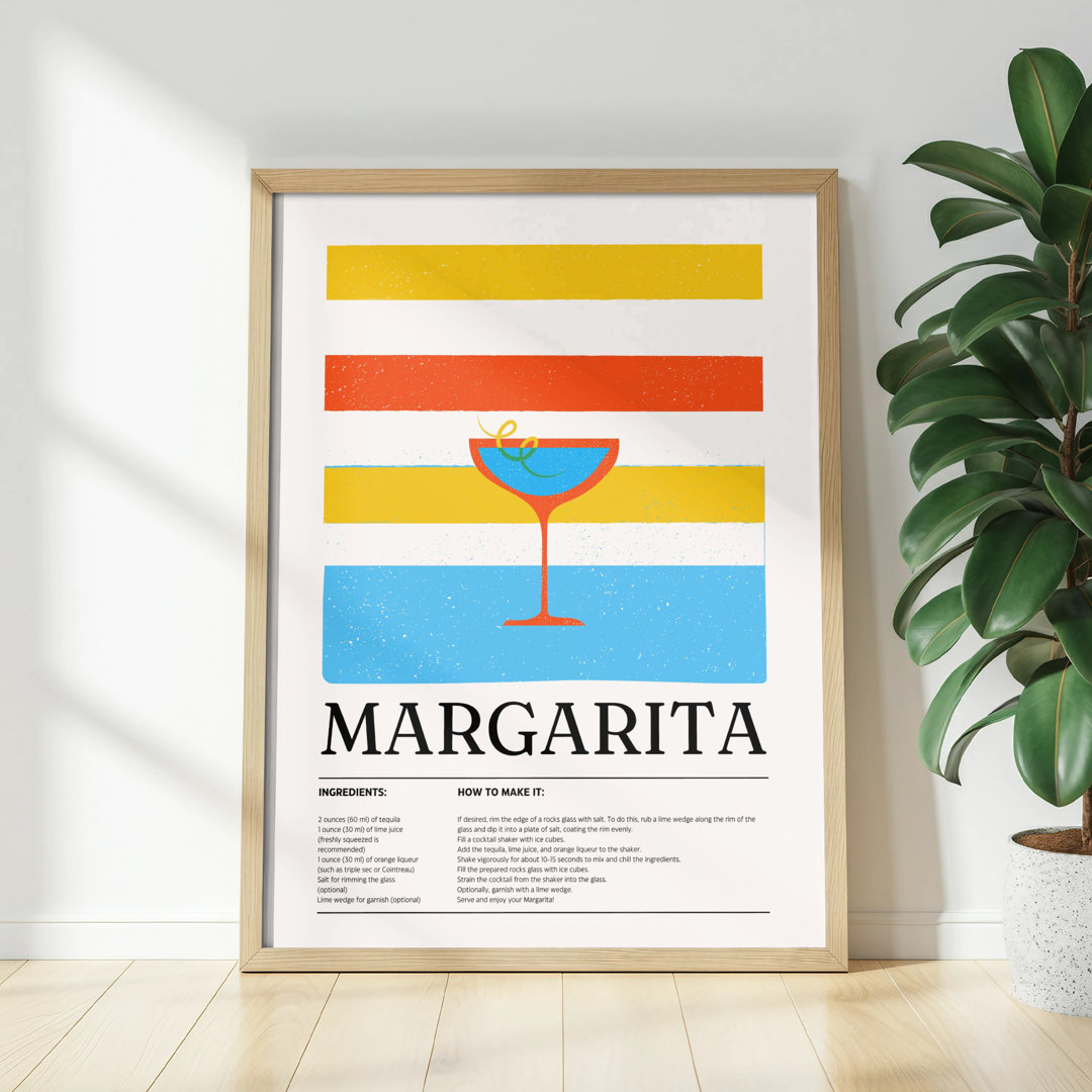 Margarita Recipe Wall Art, Cocktail Poster, Unframed Matte Vertical Print, Kitchen Decor, Bar Cart Art, Drink Recipe, Home Decor