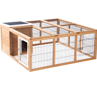 Cage de cochon d'Inde, maison principale spacieuse et ouverte, cage pour petits animaux de compagnie - ventilation améliorée, bois naturel, toit d'eau, animaux convenables