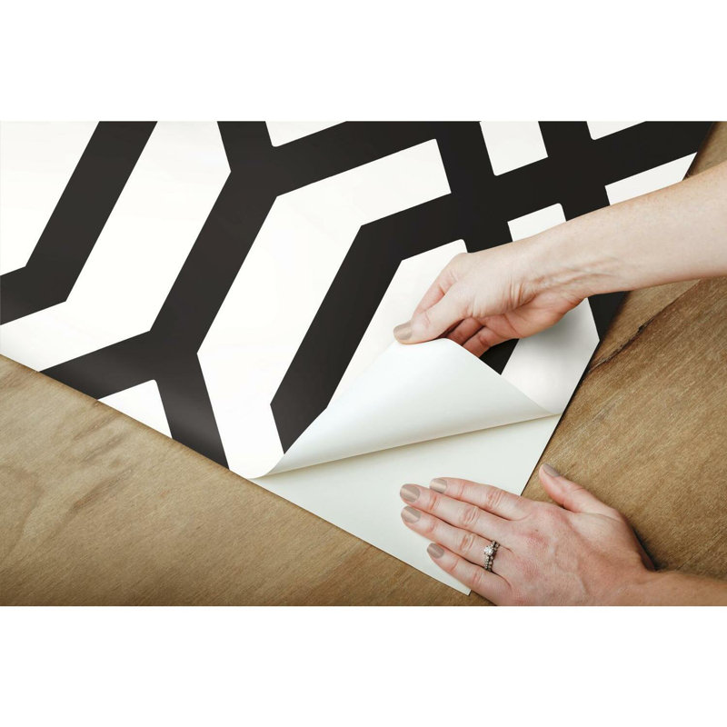 Rouleau de papier peint à motif de treillis Catone, Noir / blanc