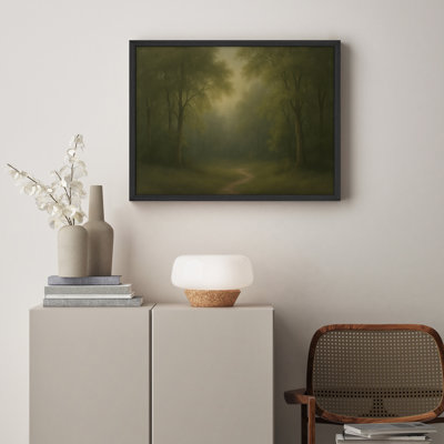«Mystic Forest Path», reproduction d'art encadrée, scène de forêt pour un couloir ou bureau tranquille