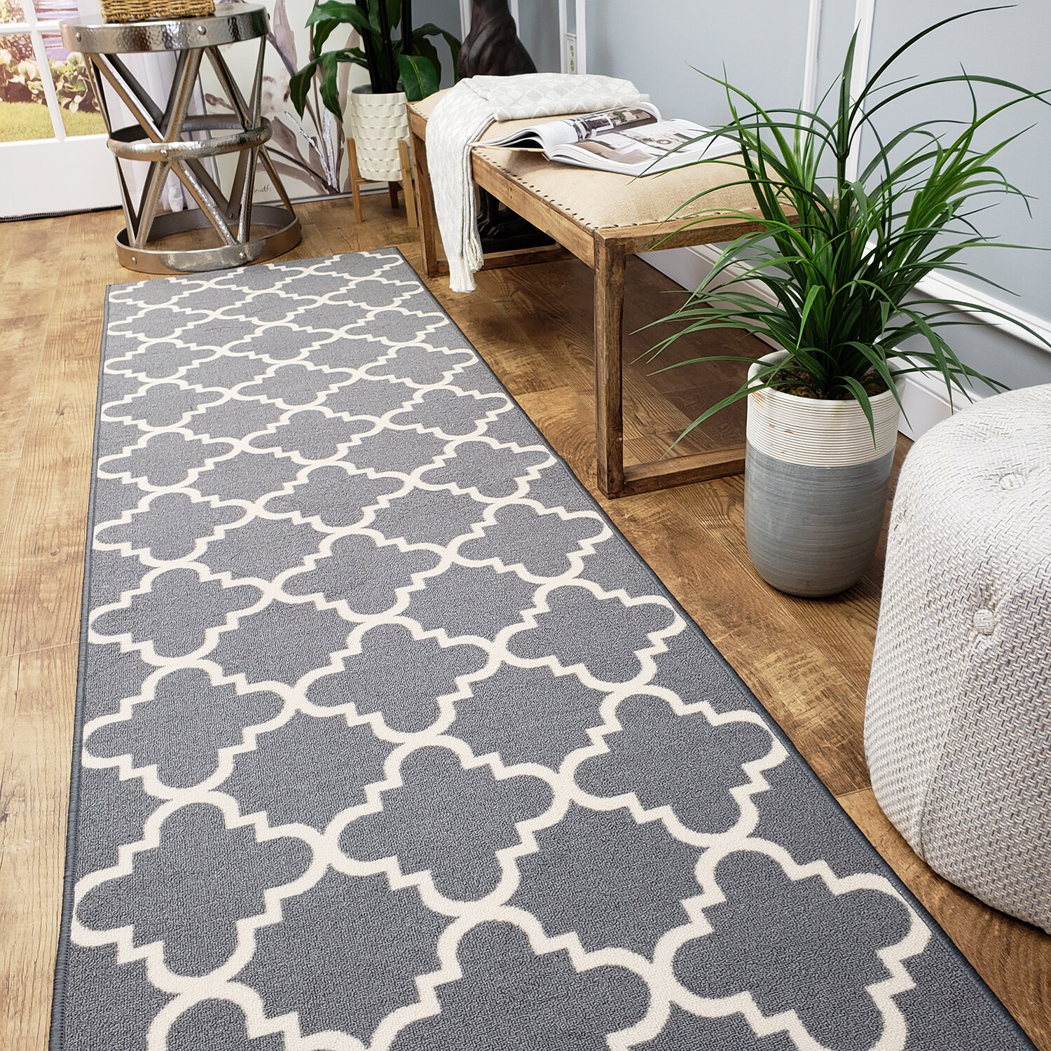 Winston Porter Hinman Geometric Gray Area Rug & Reviews | Wayfair