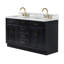 Meuble-lavabo double en bois massif Tidworth avec plateau en marbre de Carrare de 1,5 po-2035221562-2031768058