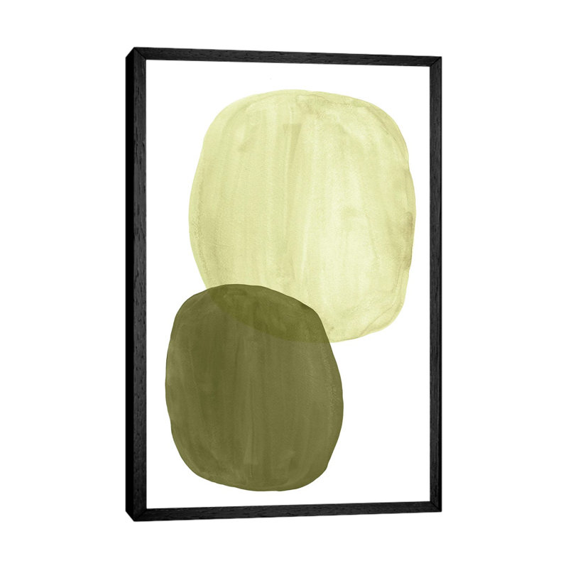 Green Tone Organic Shapes by Whales Way - Painting on Canvas, 66.04cm H x 45.72cm W x 3.81cm D, Black Framed