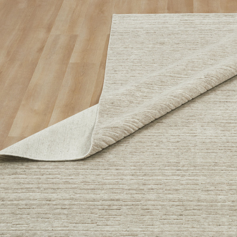 Luxe Cream Wool Area Rug, Ivory/Beige, Rectangle 12' x 15'