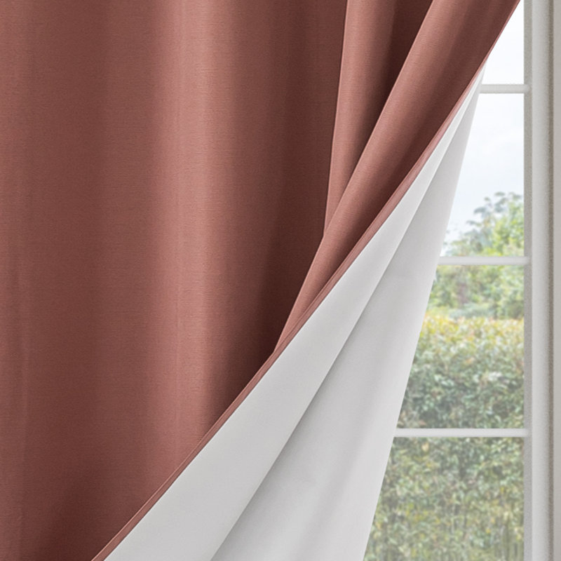 Brushed Cotton Feel 100% Blackout Grommet Curtain Pair(2 Panels), Clay, 52" W x 84" L