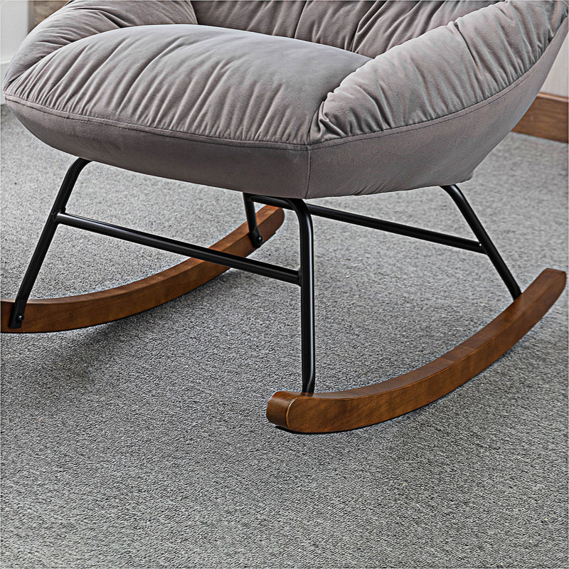 Chaise berçante Ireri, Velours gris