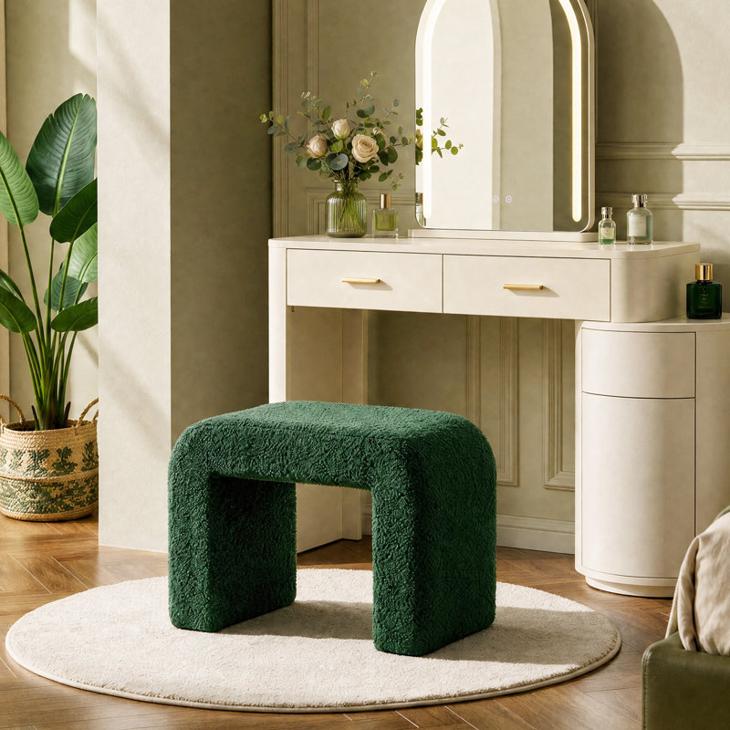 Tabouret ottoman en sherpa, Green