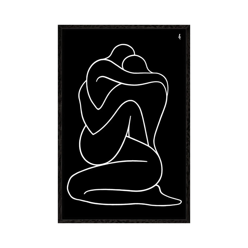 Lovers by Lia Chechelashvili - Painting on Canvas, 101.6 cm H x 66.04 cm W, Black Framed