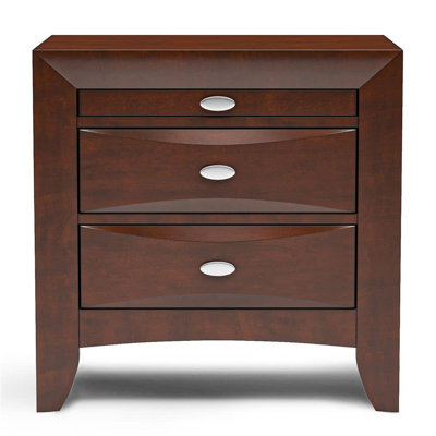 Simple Contemporary 1Pc Nightstand Solid Wood Bedside Table Knob Pulls 2-Drawers Bedside Table by Everly Quinn