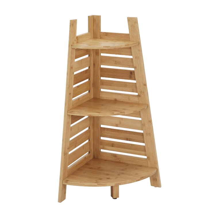 Lisbet - Shower Shelves 3-Tier Bamboo Bathroom Wood Shelves