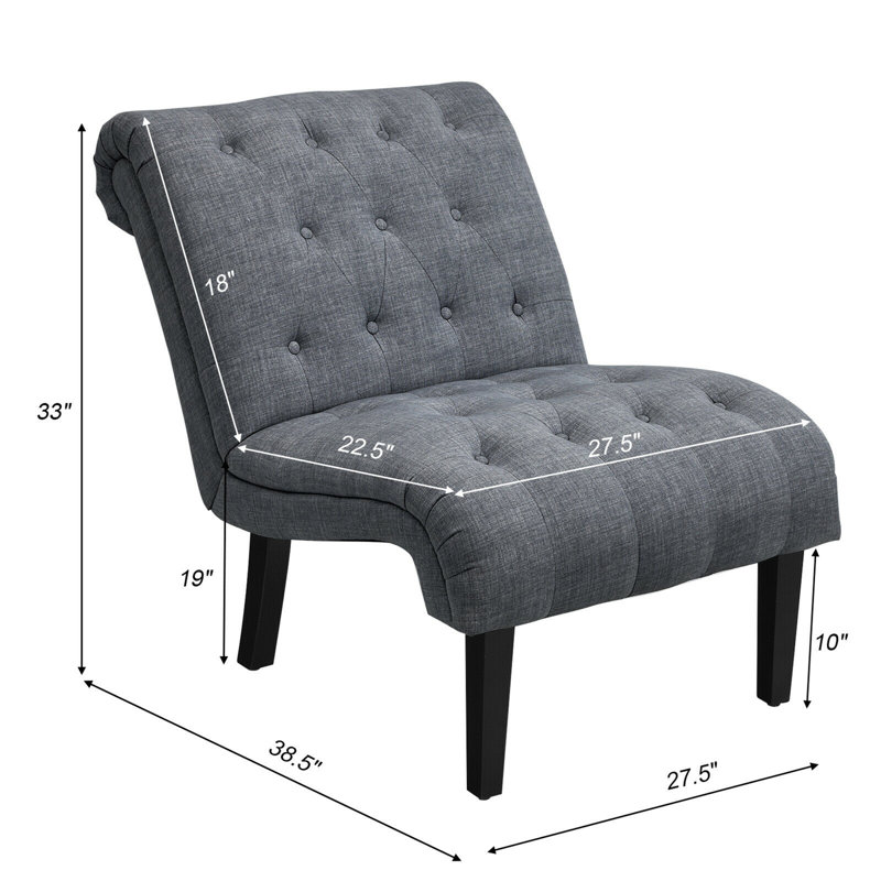 Chaise d'appoint rembourrée Abiha Canora Grey, Coton gris foncé