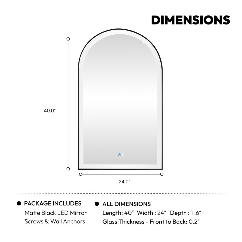 Estartit Aluminium Arch Wall Mirror, Brushed Black