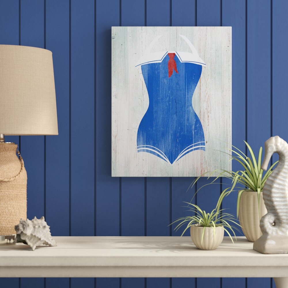 Highland Dunes Vintage Sailor Bathing Suit On Canvas Print | Wayfair