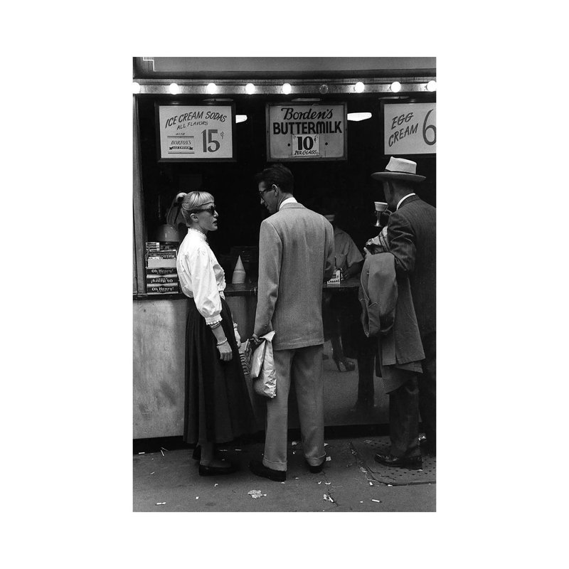 Charles James Story Ice Cream Sodas (NYC, 1949) by Ruth Orkin - Print on Canvas, Wrapped Canvas, 20.32 cm H x 30.48 cm W