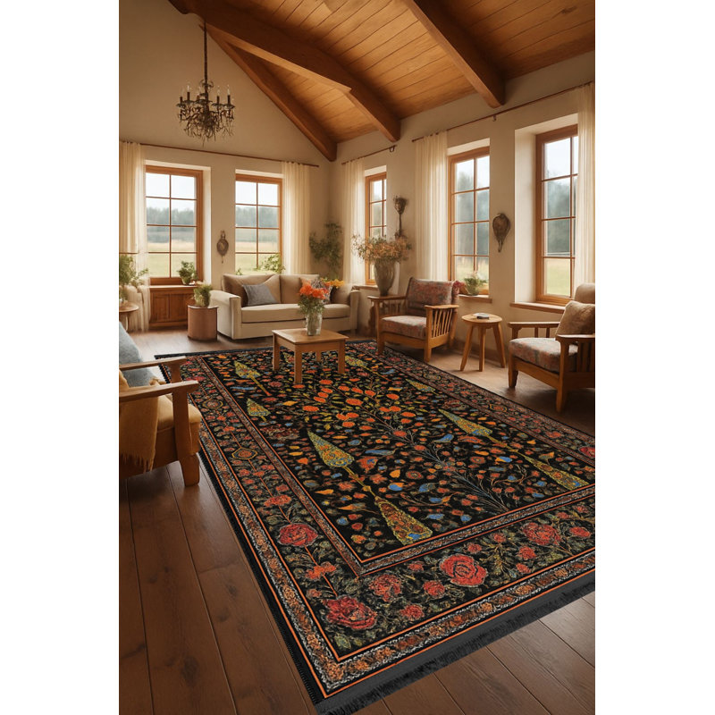 Tapis noir Mosso, 2 pi 6 po x 4 pi 11 po
