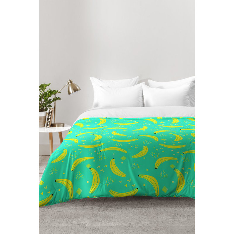 Ensemble d'édredon Bananas Over Bananas, Édredon pour lit simple TG + 1 taie décorative