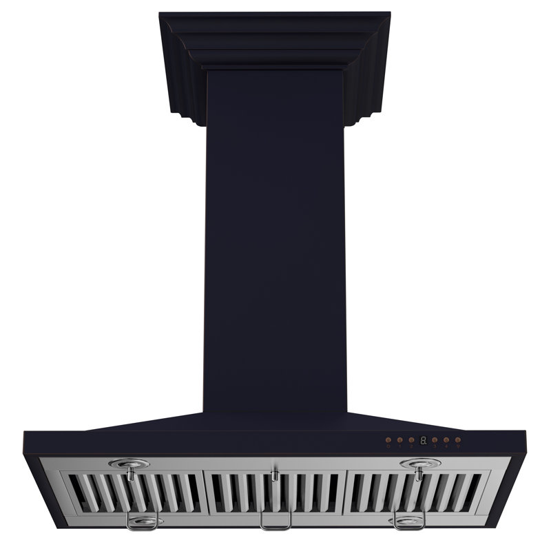 30" 400 CFM Ducted Island Range Hood, Hand-Hammered Copper, 36"