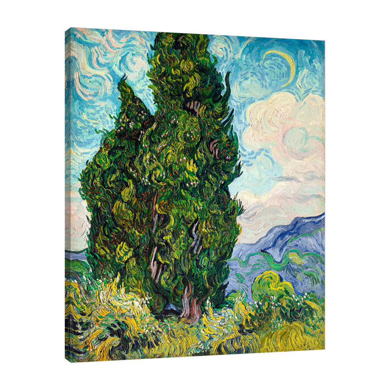 «Cypresses» par Vincent Van Gogh - reproduction d'art sur toile tendue, H 25 po x l 20 po x P 1,5 po