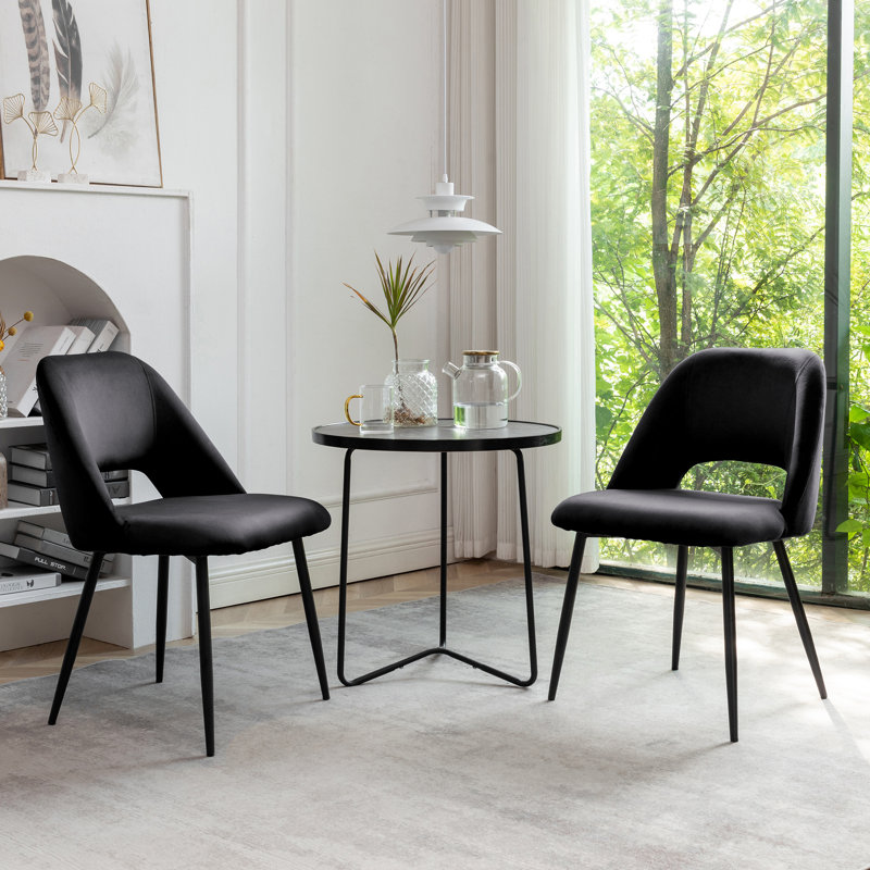 Vendrina Velvet Dining Chair with Steel Legs, Black