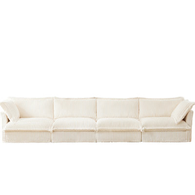 Tissu en velours côtelé 4 places, housse amovible pour plus de durabilité, siège très profond, canapé de détente de luxe pour salon, souci du moment, essentiel élégant