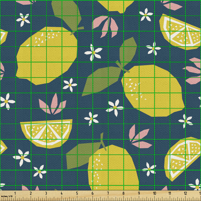 Chastin Repetitive Lemons and Flowers Cartoon Print Multi-Purpose Fabric