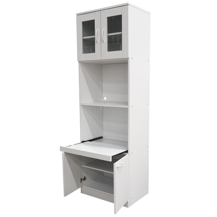 InRoom Designs Tall Kitchen Pantry Microwave Storage Cabinet