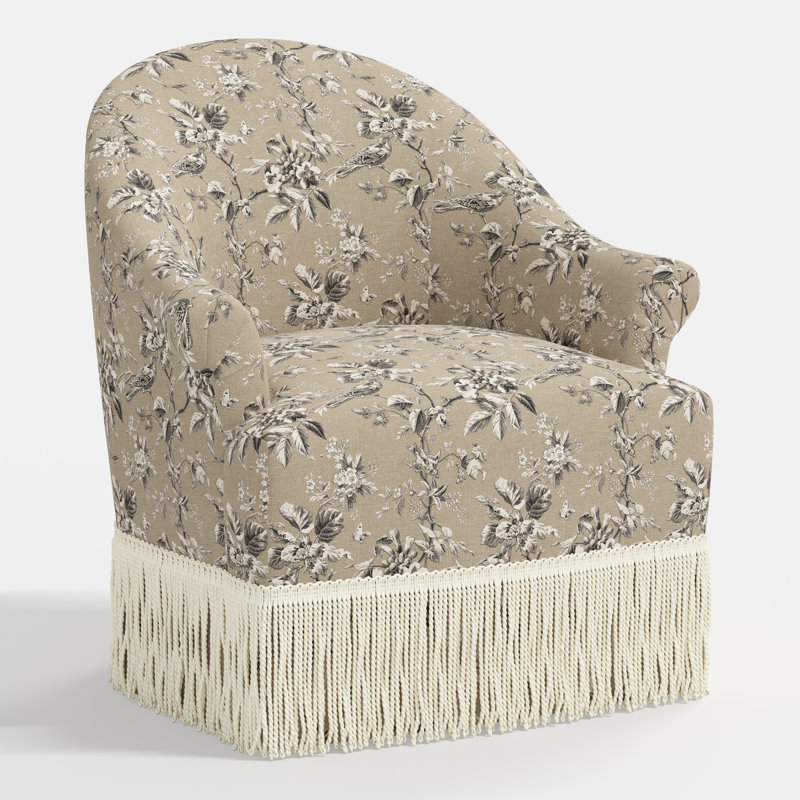 Marie Swivel Chair, Michigan Bird Toile Sand