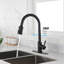 Robinet de cuisine avec fonction tactile et poignée pivotante vers le bas à 360 degrés, acier inoxydable noir mat, contrôle de l'eau à poignée simple, corrosion, profondeur de 16,21 po, largeur de 10,18 po, hauteur de 2,53 po, poids de 4,75 lb
