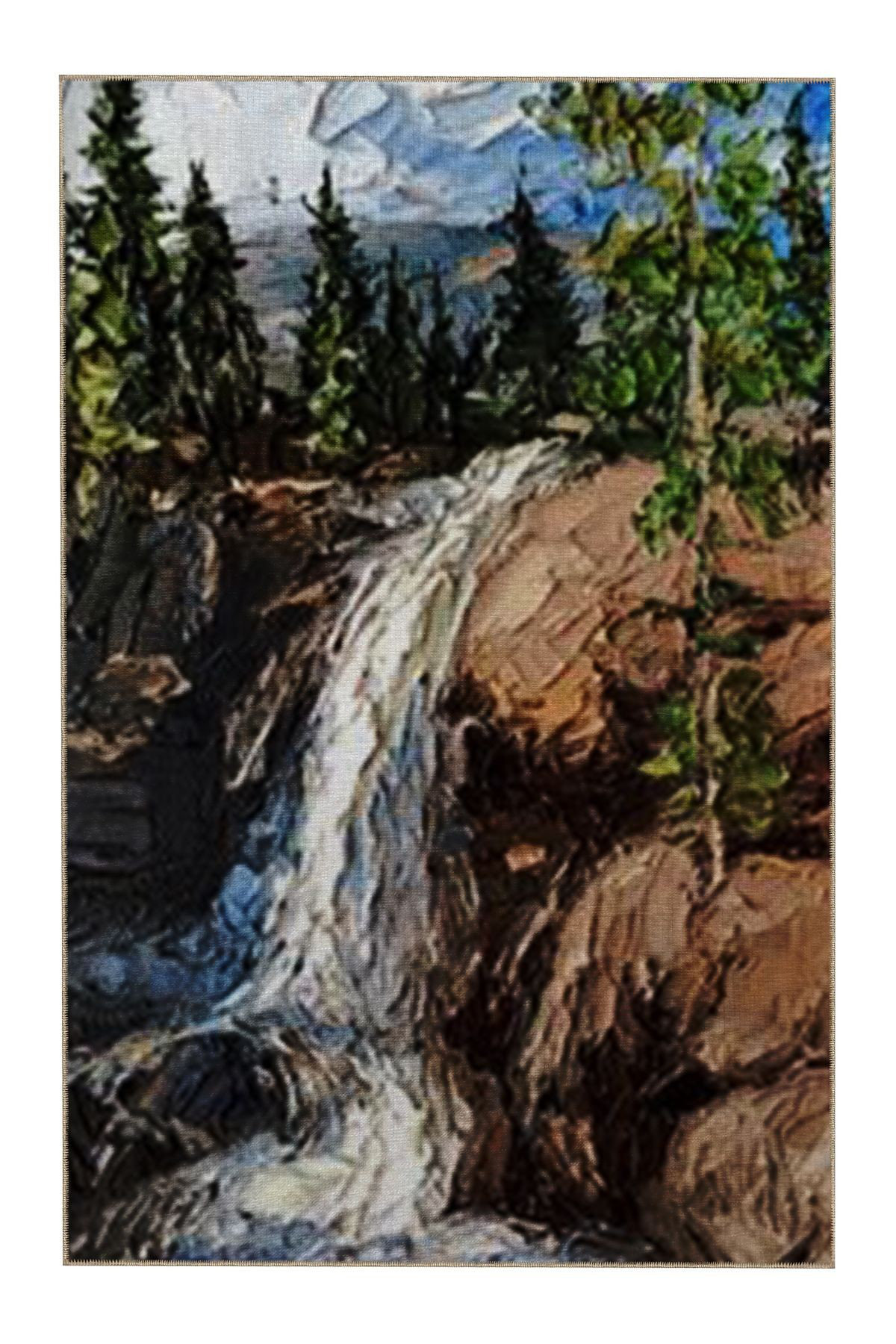 Hokku Designs Pastel Themed Forest and Mountain Waterfall Pattern ...