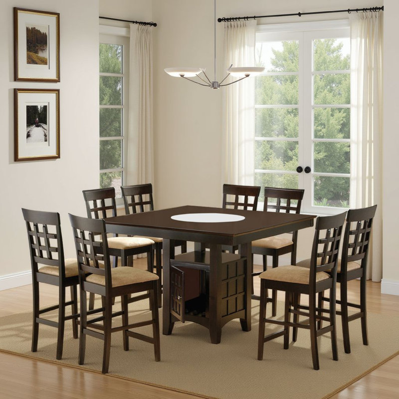 Sarok Dining Set in Brown and Tan, 9