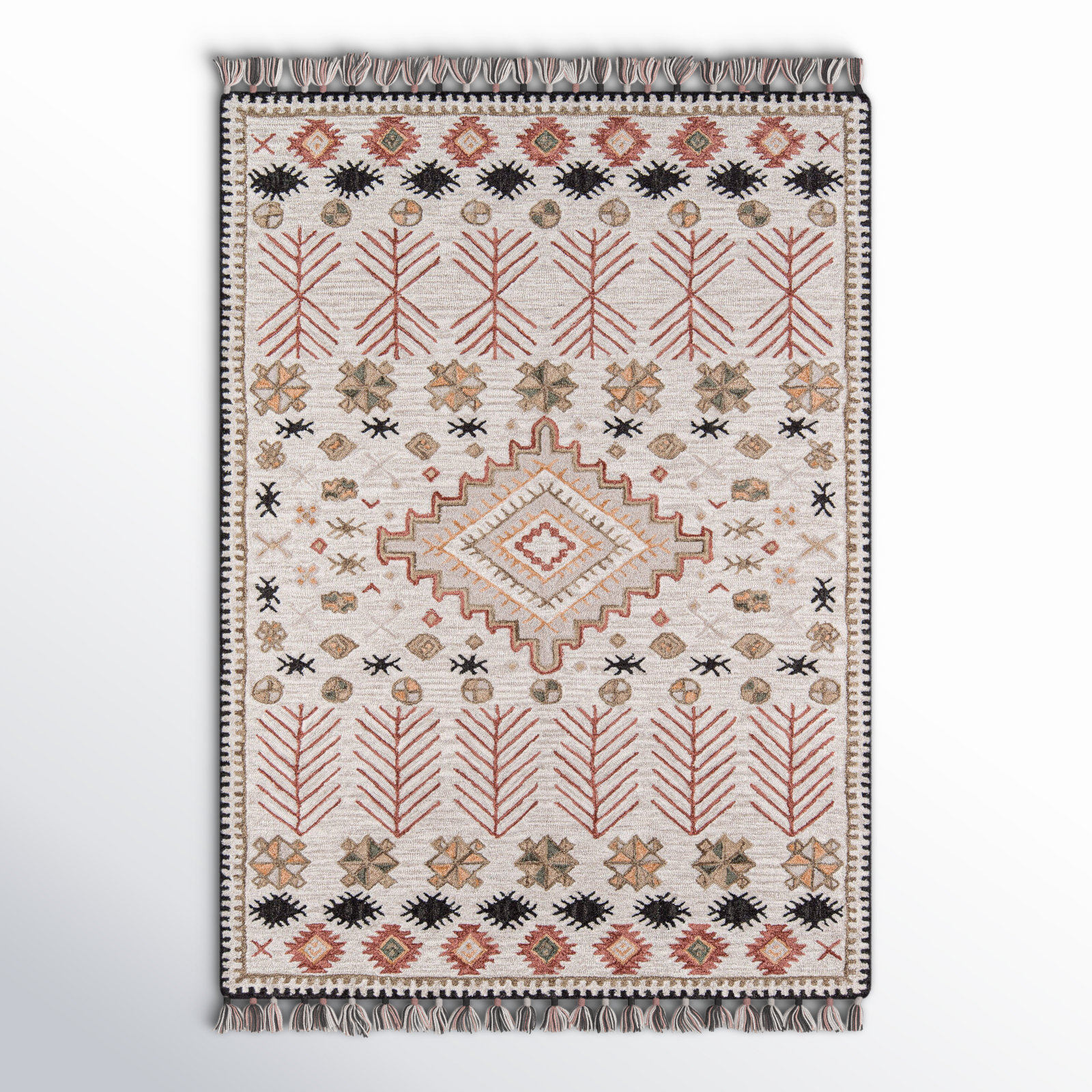 Anine Pink Beige Hand-Woven Wool Rug, Rectangle 2' x 3'