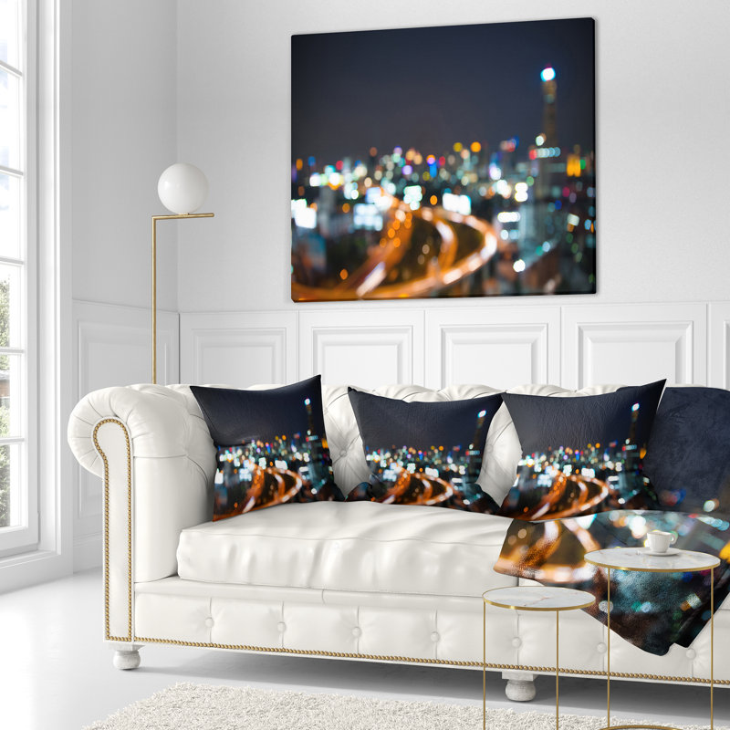 Coussin de la ville de Crépuscule, 18 po x 18 po, Coussin décoratif