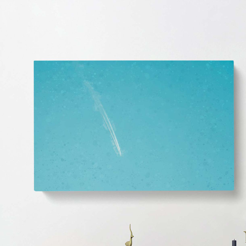 Airplane Trail In The Sky In Abstract - Wrapped Canvas Print, 60cm H x 91cm W x 3cm D