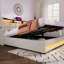Lit tapissier grand avec options de rangement pratiques et à DEL - Douille naturelle au design moderne-886214915-886214916