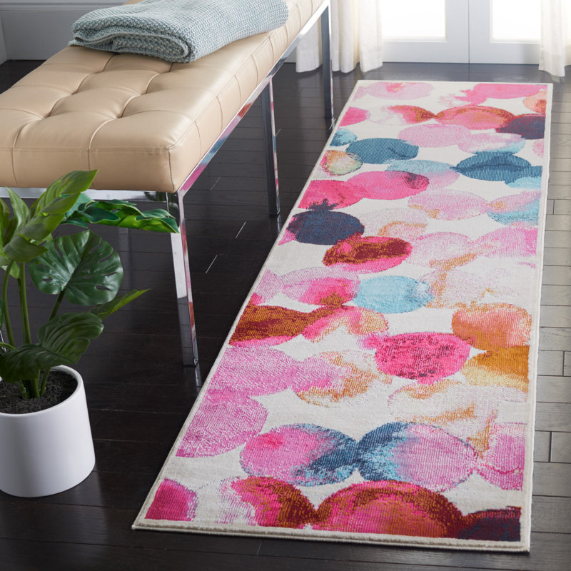 Ofrath Polka Dots Machine Woven Rug , Runner 2'2" x 8'