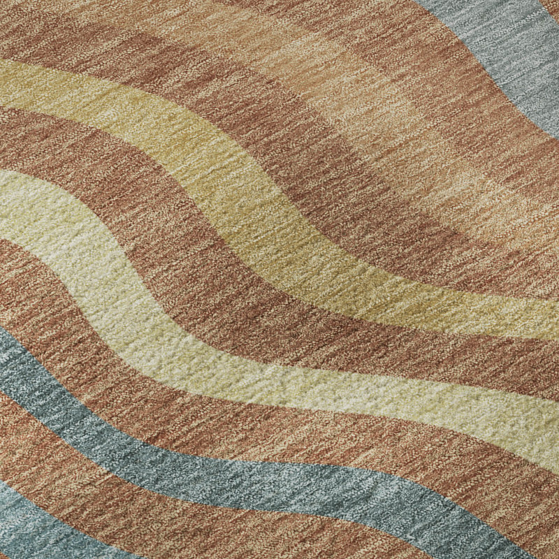 Tapis abstrait lavable à la machine Premium, Paprika, 10' x 14'