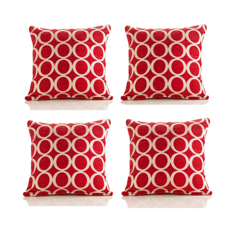Broward Oh Geometric Cushion with Filling, Red, 45cm H x 45cm W x 15cm D