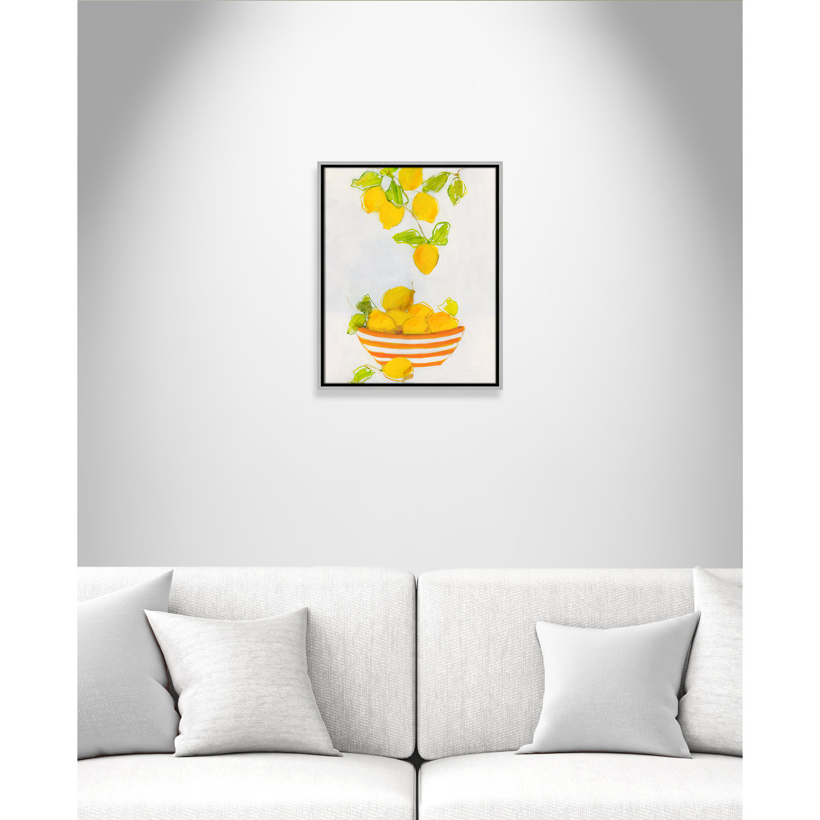 Darcy "Lemonlicious" Painting by Sally Swatland, 21.5" H x 17.5" W x 2" D, Silver Framed Canvas