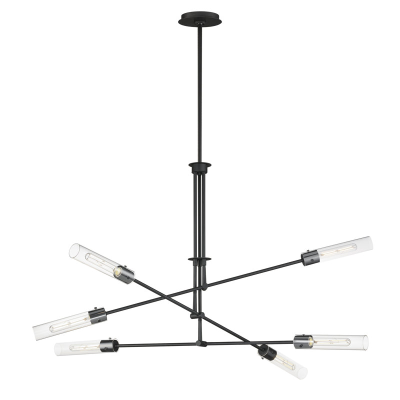 Equilibrium Black and Clear Glass 6-Light LED Pendant
